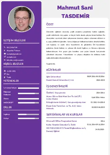 Gıda Mühendisi CV Örnekleri cv indir